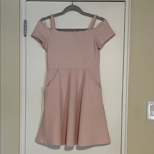 Rare Editions Pink Cold-Shoulder Fit & Flare Dress